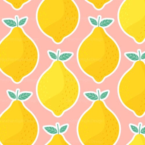 Pink Lemonade Fabric / Lemon Fabric / Summer Fabric / Citrus Etsy