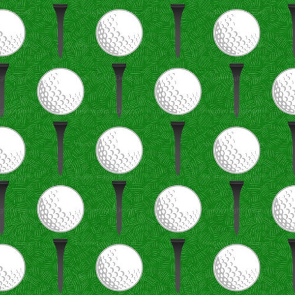 Golf Ball Fabric By The Yard / Sports Fabric / Golf Fabric / Sports Golf Tee on Putting Green Fabric Print in Yard & Fat Quarter