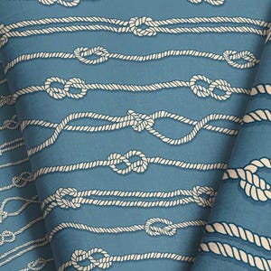 Nautical Sailor Knots Fabric - Coastal Maritime Beach Theme Fabric Print by the Yard or Fat Quarter | Custom Scale & Material
