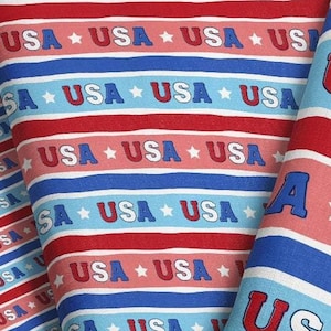 Bold USA Striped Fabric by the Yard -  Red, White, and Blue Patriotic Theme for Fourth of July Quilting, Crafts, Apparel, and Home Decor