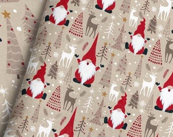 Weihnachts-Wichtel Stoff Gedruckt als Meterware Advents-Stoff