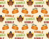 Thanksgiving Gobble Fabric by the Yard / Turkey Fabric / Autumn Fabric / Pumpkin Fabric / Cute Kids Fabric Print in Yards & Fat Quarter
