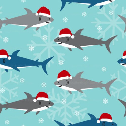 Christmas Shark Fabric by the Yard 