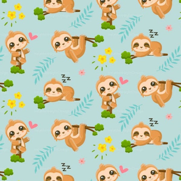 Sloth Fabric - Etsy