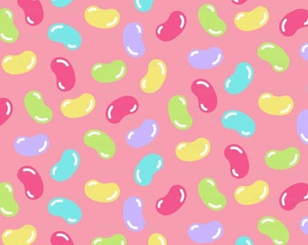 Jelly Bean Easter Fabric by the Yard - Rainbow Easter Holiday Jelly Bean Candy Pattern Print in Yard & Fat Quarter