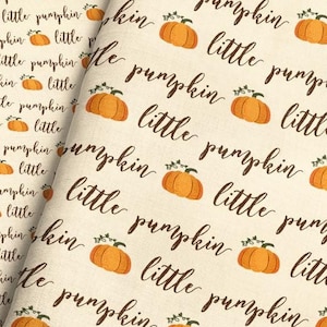 Little Pumpkin Fabric by the Yard / Girls Autumn Thanksgiving Fabric print on cotton, jersey, minky, fleece Fabric by the Yard & Fat Quarter
