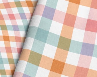 Spring Gingham Fabric – Pastel Plaid Easter Print by the Yard & Fat Quarter