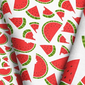 Summer Watermelon Fabric by the Yard / Summer Fabric / Quilting Fabric / Home Decor / Red Watermelon Print in Yard & Fat Quarter