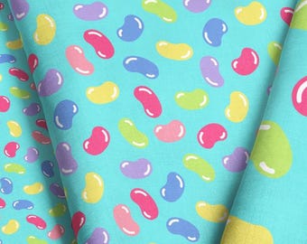 Jelly Bean Easter Fabric – Blue Rainbow Candy Print by Yard or Fat Quarter