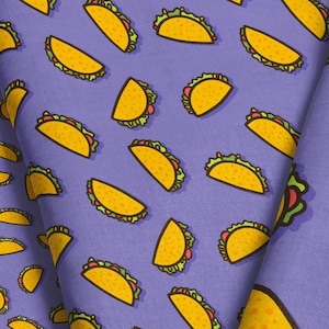 Taco Party Stoff Meterware / Patchwork Taco Stoff / Patchwork Taco Stoff / Patchwork Taco Stoff / Lila Taco Print in Yard & Fat Quarter