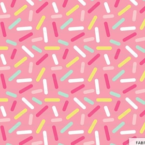 Pink Sprinkles Fabric / Ice Cream Sprinkles Fabric / Confetti Birthday Fabric / Donut Cake Dessert Fabric Print by the Yard & Fat Quarter