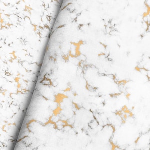 Gold Vein Marble Fabric – Modern Abstract Print by the Yard or Fat Quarter