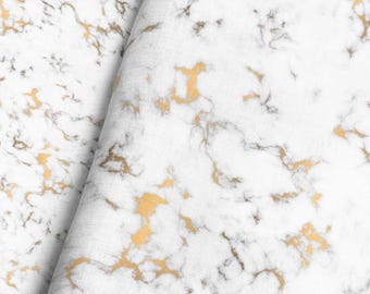 Gold Vein Marble Fabric - Moderner abstrakter Druck, lose Ware oder Fat Quarter