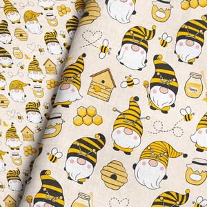 Tyg med bi-tomte – Gulsvart, modernt tryck med honungskaka och Fat Quarter-mönster
