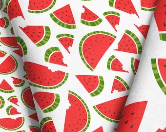Watermelon Fabric  – Summer Fruit Print for Quilting, Apparel, Decor (by the Yard & Fat Quarter)