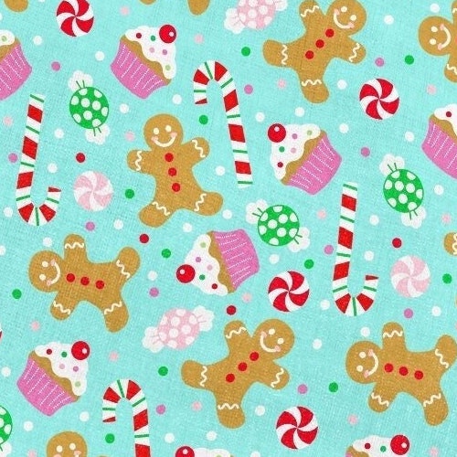 Christmas Sweets Fabric by the Yard Pink / Gingerbread - Etsy