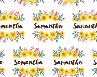 Flower Girl Personalized Fabric / Custom Name Fabric / Watercolor Floral Fabric / Baby Name Fabric / Spring Print by the Yard & Fat Quarter