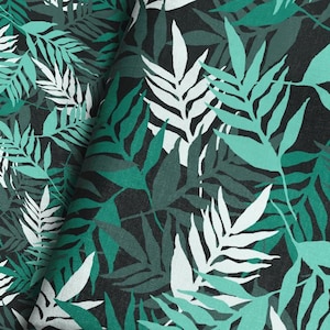 Tropische Blätter Stoff / Hawaiianische Tropen-Stoff / Einfarbig Grün / Palmenblatt-Stoff / Moderne Sommer Print Stoff Meterware & Fat Quarter