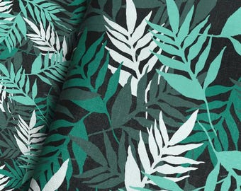 Tropical Palm Leaf Fabric: Green Monochrome Summer Print By The Yard & Fat Quarter