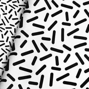 Black & White Sprinkle Fabric / 80&#39;s Fabric / BW Fabric / Geometric Fabric / Decorative Retro Pattern Fabric by the Yard and Fat Quarter