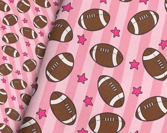 Pink Football Fabric – Girls Sports Stars and Football Touchdown Print by the Yard & Fat Quarter