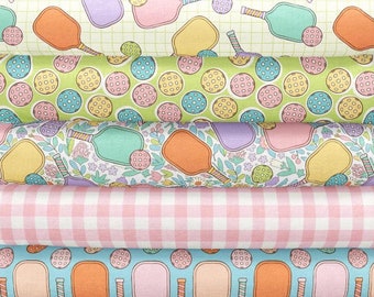Pickleball Fabric Collection - Playful Sporty Feminine Floral Quilting Cotton, Jersey, Minky, Fleece, Sport Fabric by the Yard & Fat Quarter