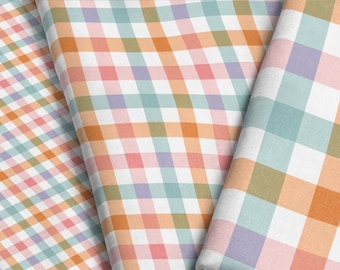 Spring Gingham Fabric / Sweet Easter Collection / Pink Gingham Plaid Fabric / Modern Boho Fabric / Cottage Fabric by the Yard & Fat Quarter