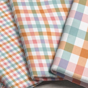 Spring Gingham Fabric / Sweet Easter Collection / Pink Gingham Plaid Fabric / Modern Boho Fabric / Easter Fabric by the Yard & Fat Quarter