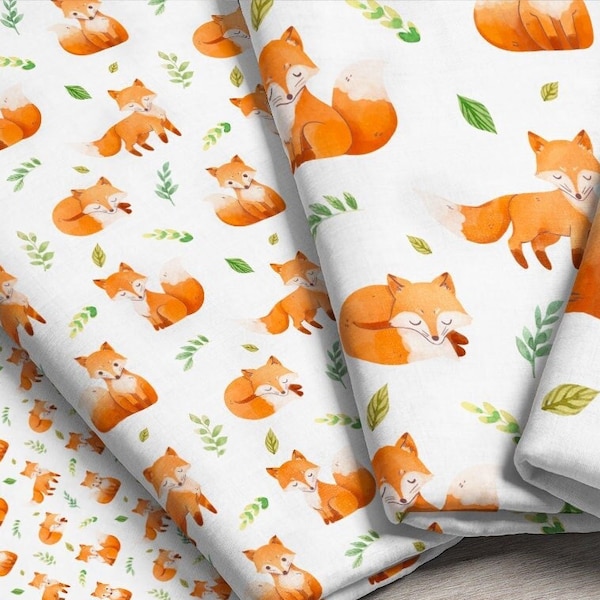 Aquarell Fuchs Stoff / Herbst Stoff / Herbst Stoff / Baby Fuchs Stoff / Süßer Fuchs Baby Kinderzimmer Stoff Druck Sperrgut & Fat Quarter