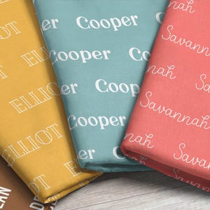 Personalized Name Fabric / You Pick Font + Color Personalized Fabric / Custom Name Fabric / Baby Name Fabric Print by the Yard & Fat Quarter