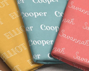 Personalized Name Fabric / You Pick Font + Color Personalized Fabric / Custom Name Fabric / Baby Name Fabric Print by the Yard & Fat Quarter