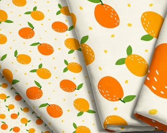 Sweet Clementine Fabric / Little Orange Fabric / Cute Orange Cream Party Theme Baby Fabric / Citrus Fruit Fabric by the Yard & Fat Quarter