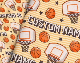 Personalized Basketball Fabric / Custom Name Fabric / Boys Sports Personalized Fabric /  Basketball Hoop Fabric by the Yard & Fat Quarter