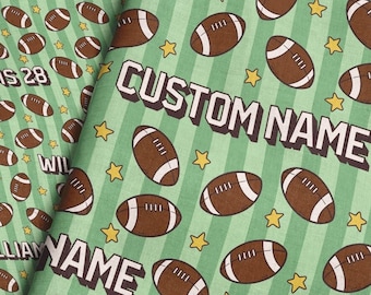 Personalized Football Fabric / Custom Name Fabric / Boys Personalized Fabric / American Football and Stars Fabric by the Yard & Fat Quarter