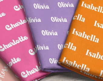 Personalized Name Fabric / You Pick Font + Color Personalized Fabric / Custom Name Fabric /Girls Name Fabric Print by the Yard & Fat Quarter