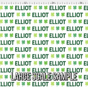 Lucky Personalized Fabric St. Patrick's Clover / Custom Name Fabric / Green Boy Fabric / Clover Fabric Print by the Yard & Fat Quarter Large