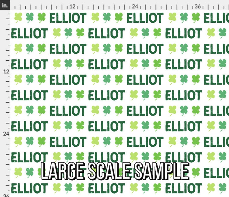 Lucky Personalized Fabric St. Patrick's Clover / Custom Name Fabric / Green Boy Fabric / Clover Fabric Print by the Yard & Fat Quarter Large