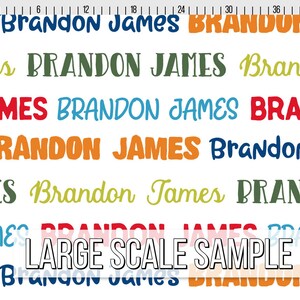 Boys Personalized Fabric / Bright Colorful Name Fabric / Quilting Fabric / Custom Name Fabric / Nursery Kids Print by the Yard & Fat Quarter Large