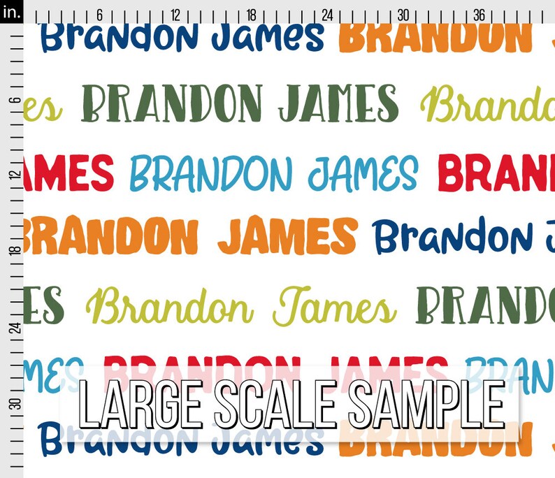 Boys Personalized Fabric / Bright Colorful Name Fabric / Quilting Fabric / Custom Name Fabric / Nursery Kids Print by the Yard & Fat Quarter Large