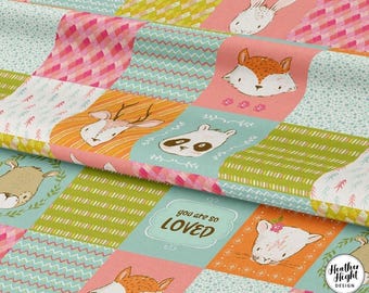Baby Nursery Cheater Quilt Fabric - Woodland Animal Print by the Yard & Fat Quarter