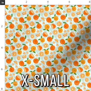 Orange Cutie Fabric / Little Clementine Fabric / Cute Orange Party Theme Baby Fabric / Kawaii Orange Fabric Print by the Yard & Fat Quarter X-Small