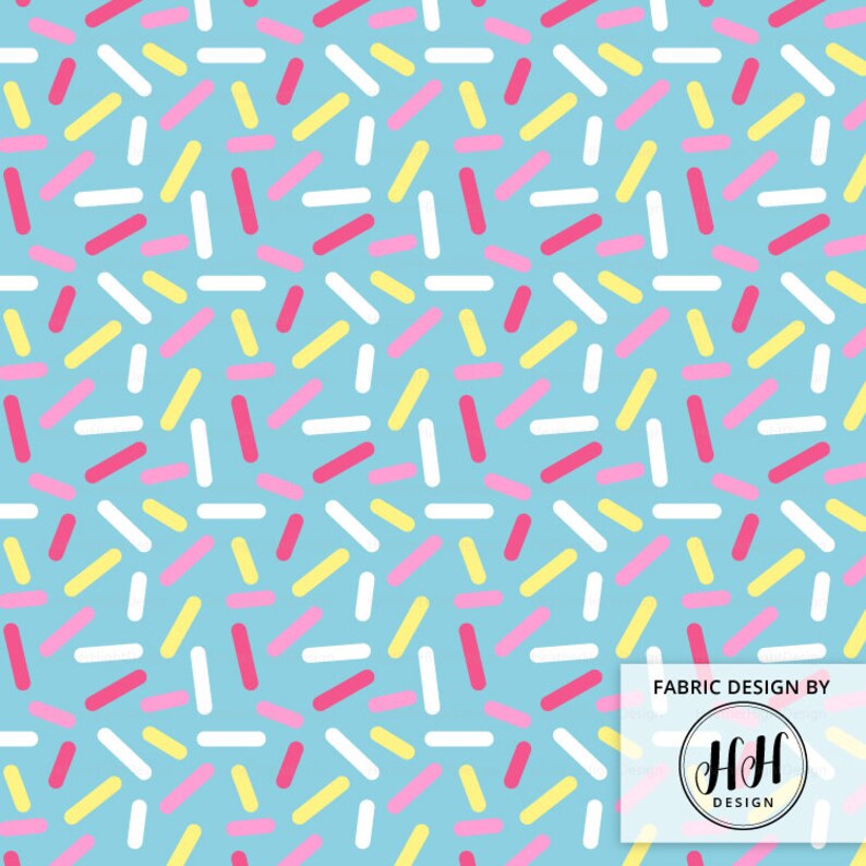 Donut Sprinkles Blue Colorful Fabric by the Yard Dessert Etsy