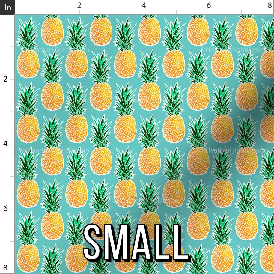 Tropical Pineapple Fabric by the Yard - Turquoise Blue Green