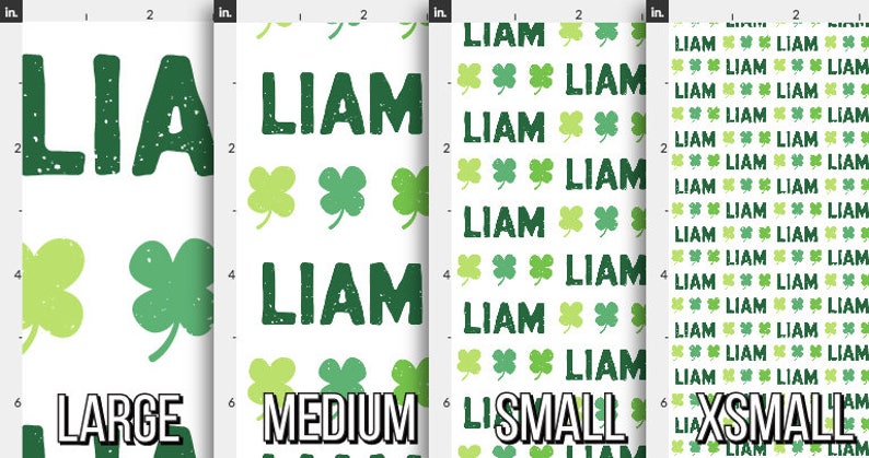 Lucky Personalized Fabric St. Patrick's Clover / Custom Name Fabric / Green Boy Fabric / Clover Fabric Print by the Yard & Fat Quarter image 2