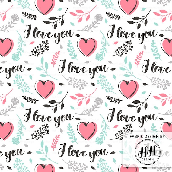4 Way Stretch Per Yard Hearts w Kisses Fabric **Valentine Special**
