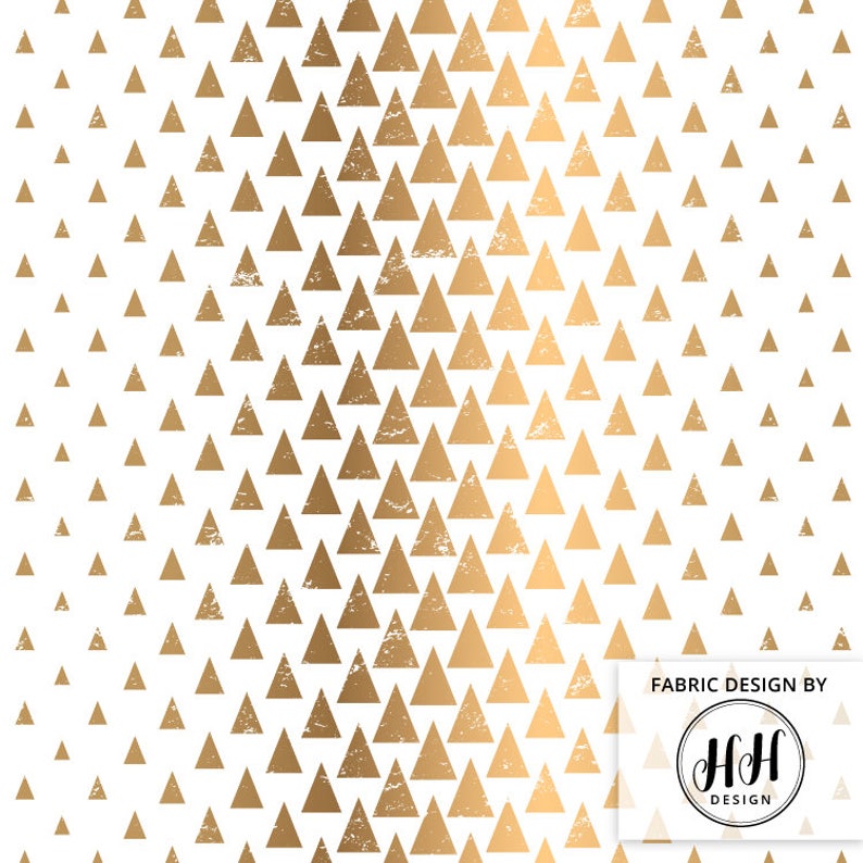 Geometric Gold Triangles Fabric by the Yard / Triangle Fabric Etsy