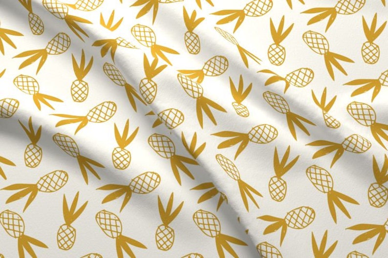 Pineapple Doodle Fabric By The Yard / Pineapple Fabric / Tropical Fabric / Cotton Quilting Print in Yard & Fat Quarter image 3