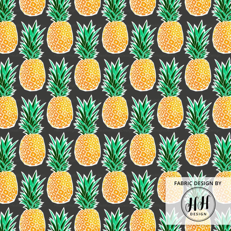 Tropical Pineapple Fabric by the Yard Geometric Pineapples Etsy