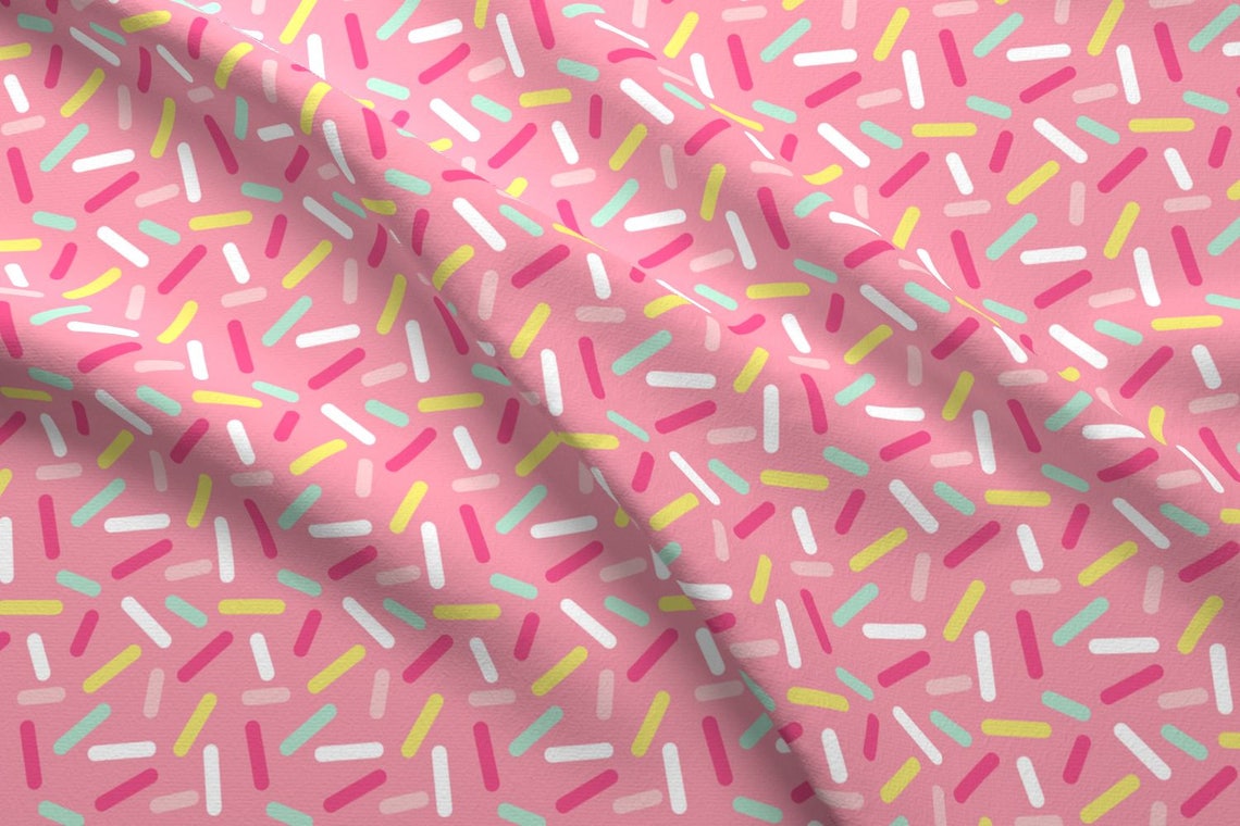 Pink Sprinkles Fabric / Ice Cream Sprinkles Fabric / Confetti Etsy