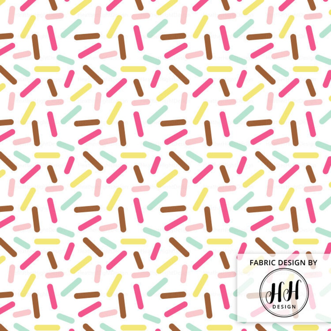Donut Sprinkles White Colorful Fabric by the Yard White Etsy